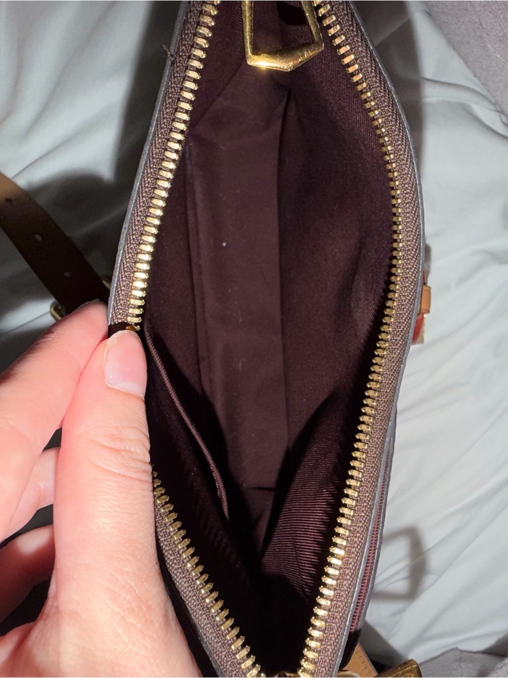 Louis Vuitton Monogram Shoulder Bag in Brown and Tan with Gold Hardware - Picture 3 of 10